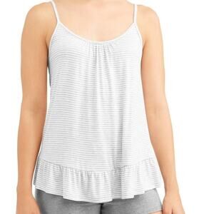 Secret Treasures Ruffle Cami SZ 2X‎ Striped Gray/White Sleeveless Sleepwear
